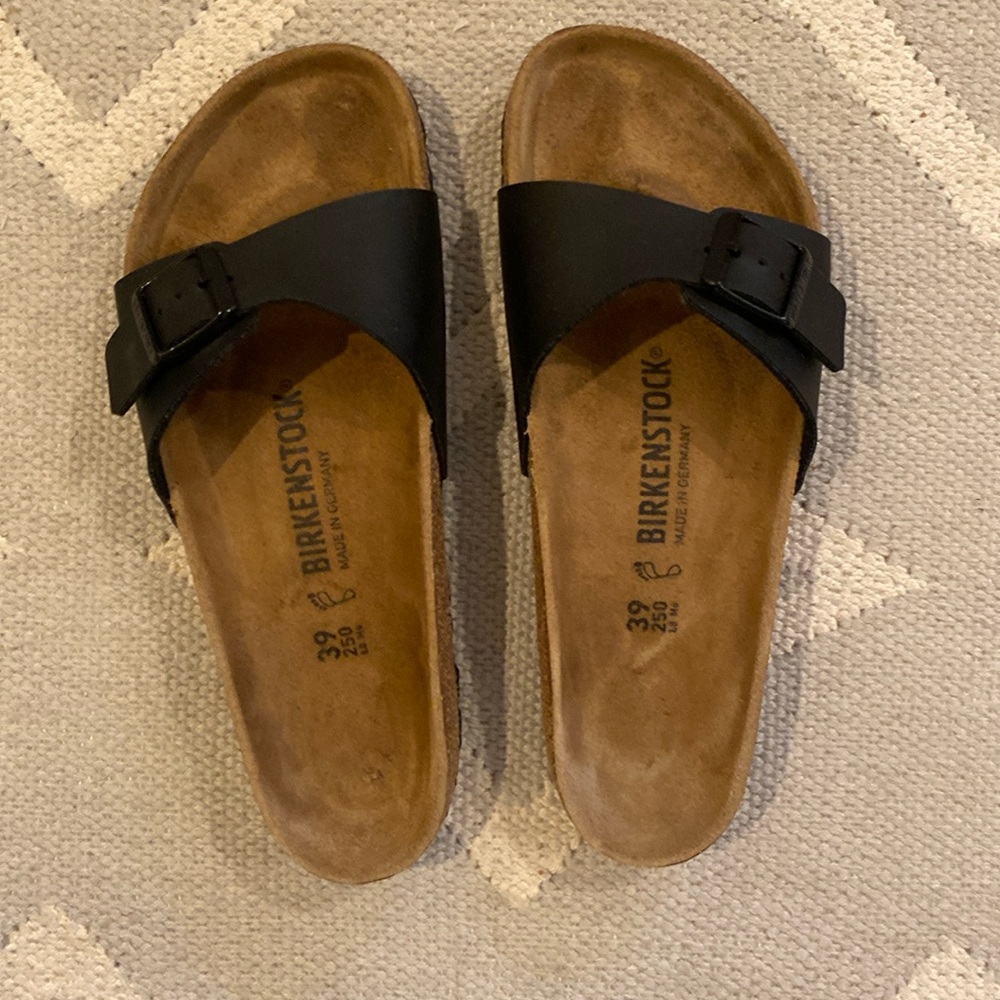 Birkenstock Madrid Women’s Black Leather Sandals 39 (size 8-8.5)
